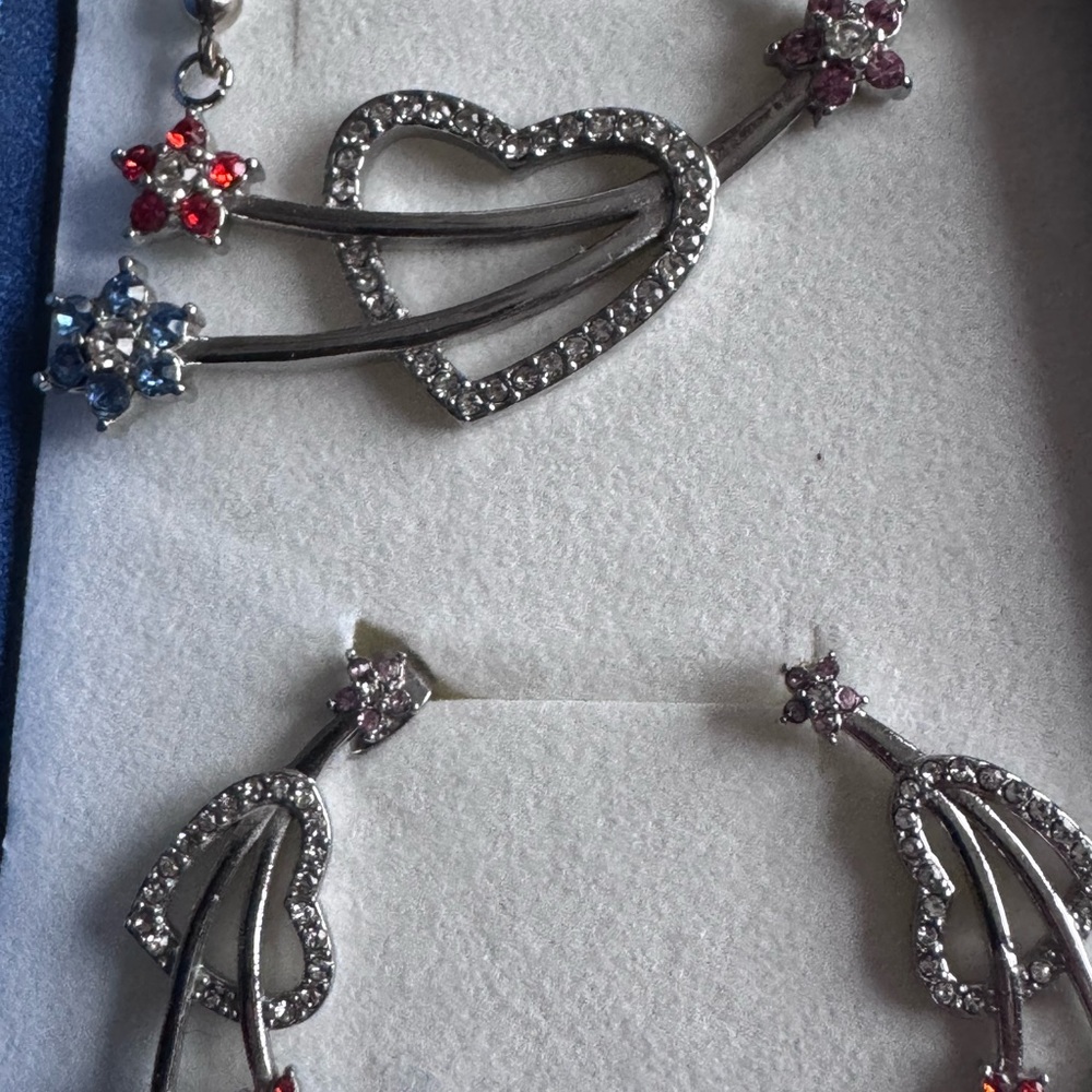 patriotic stainless steel  Jewelry Set with Heart Pendant